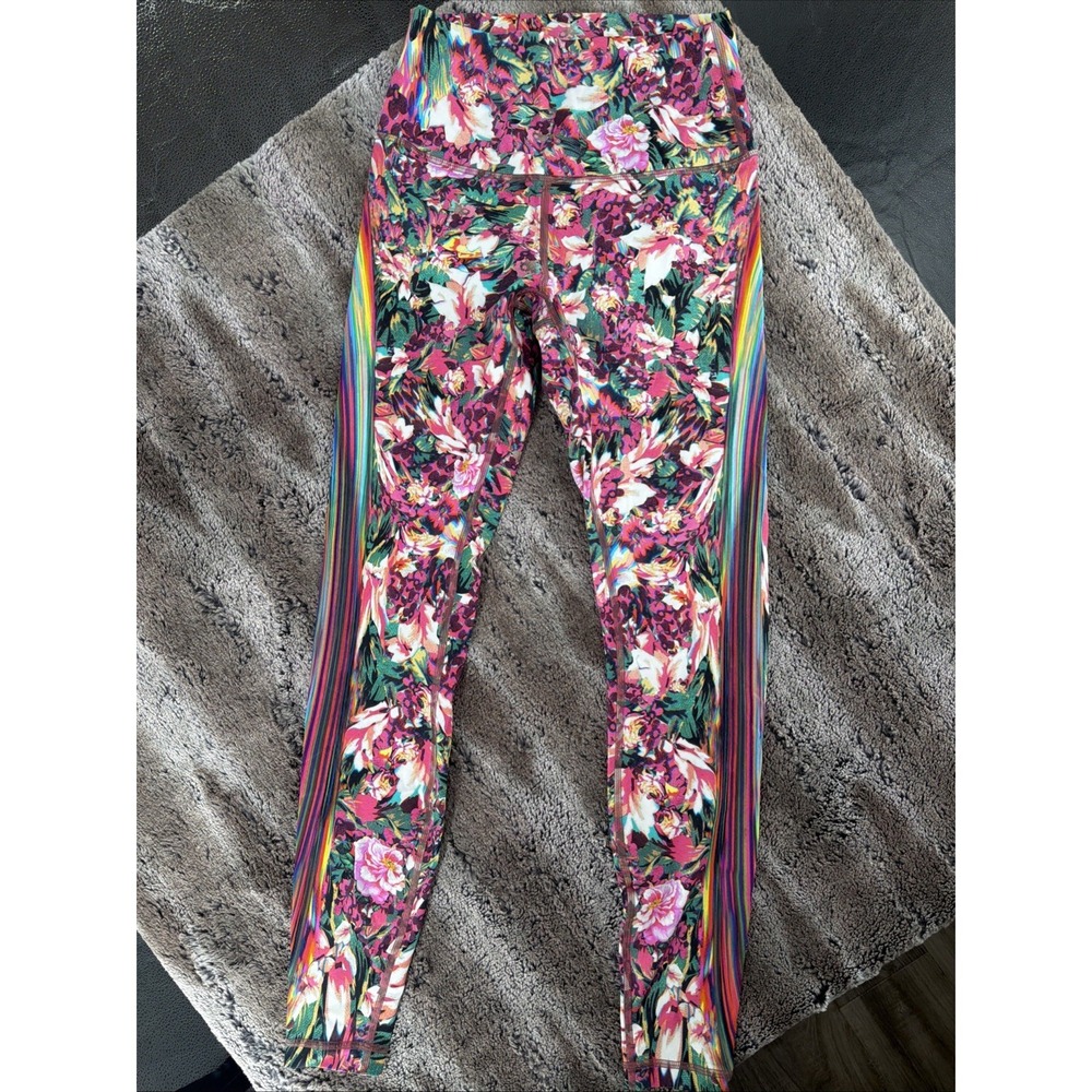 Lululemon Wunder Under Leggings Womens 6 Floral Spectrum Rainbow HR 27" HTF - Picture 4 of 10